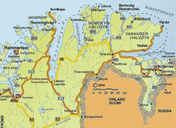Route durch die Finnmark
